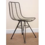 Retro industrial Eames style metal chair, out splayed supports,