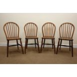 Set of four 20th century stick back Windsor chairs,