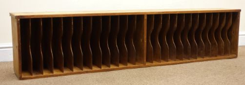 Vintage pine filing rack, W149cm, H34cm, D22cm Condition Report <a href='//www.