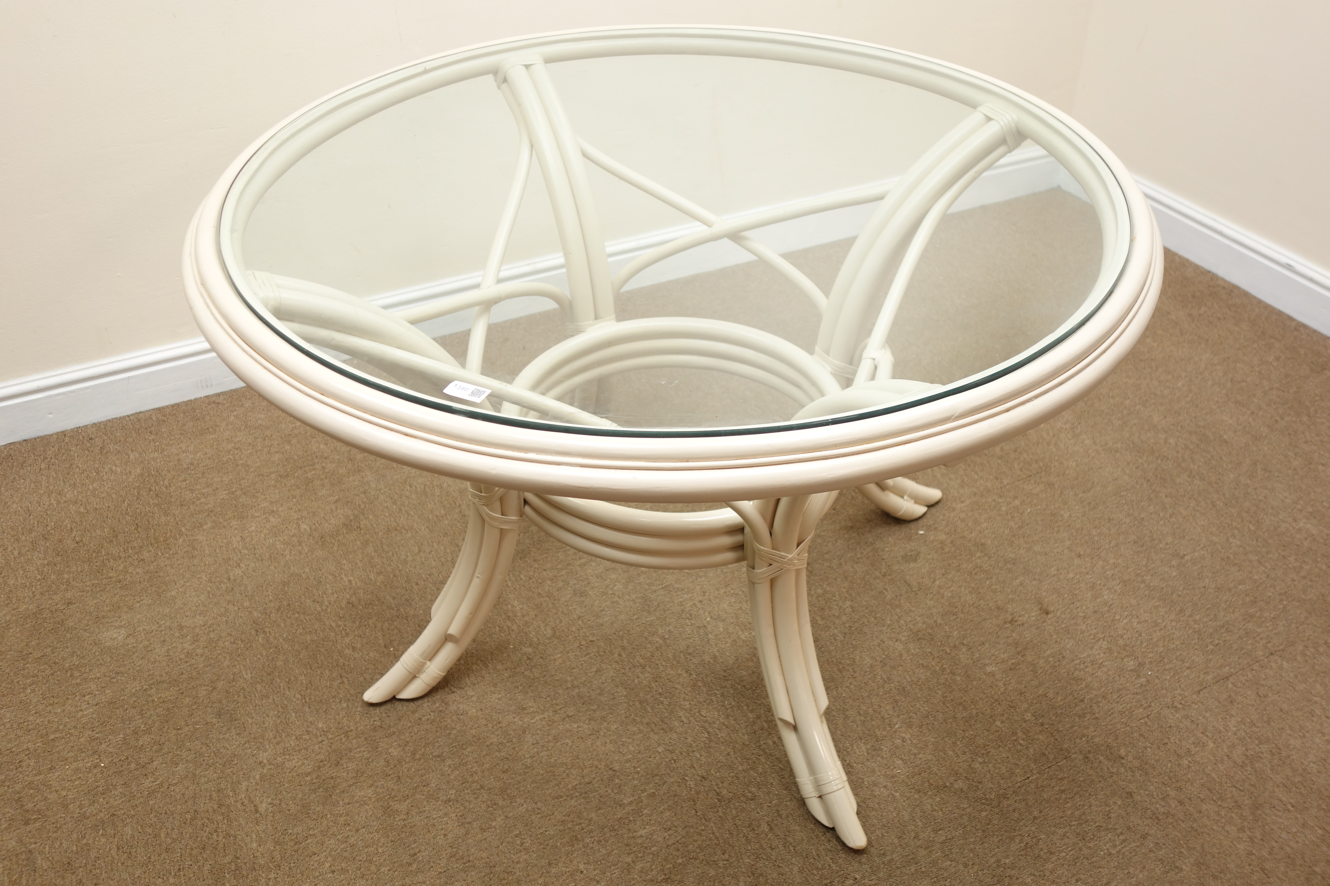 Champagne finish painted circular glass top conservatory table (D117cm, - Image 5 of 5