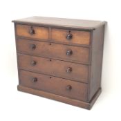 Victorian mahogany chest fitted with two short and three long drawers, plinth base, W108cm, H97cm,