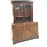 Early 20th century mahogany sideboard, two long and one short drawer, three cupboards,