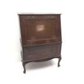 Late 19th century mahogany drinks cabinet, fall front enclosing fitted interior above single drawer,