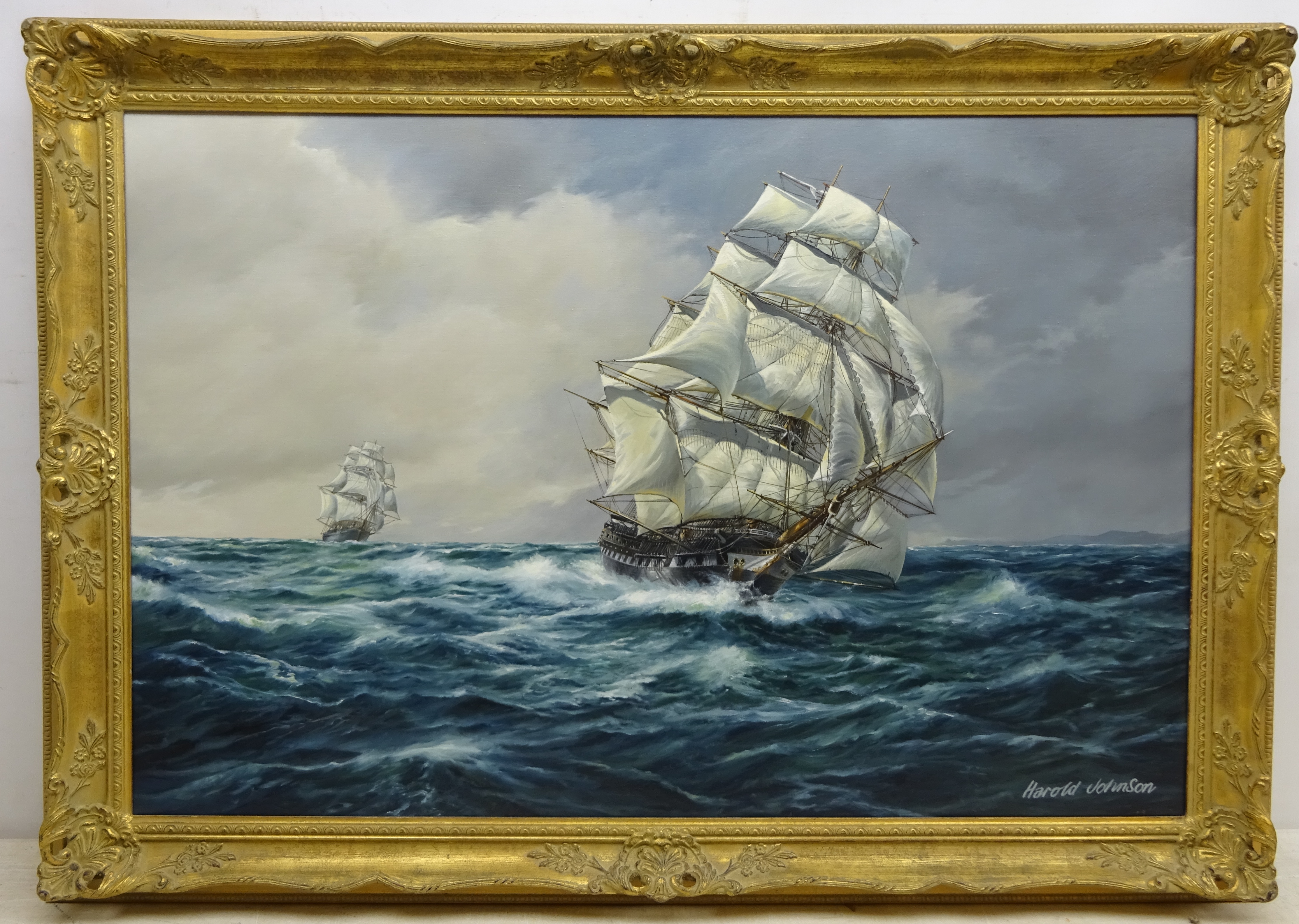 Harold Johnson (British 20th century): 'The Blackwall Ship Northfleet', oil on canvas signed, - Image 2 of 2