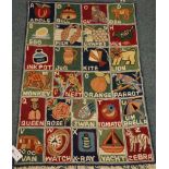 Chohi Kilim vegetable wool dye beige ground rug, alphabet pattern,