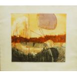 Charles Bartlett (British 1921-2014): 'Masts at Sunset', artists proof etching No.