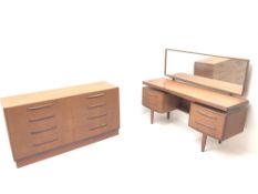 G-Plan teak chest, eight graduating drawers, plinth base (W142cm, H76cm,