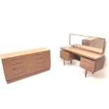 G-Plan teak chest, eight graduating drawers, plinth base (W142cm, H76cm,