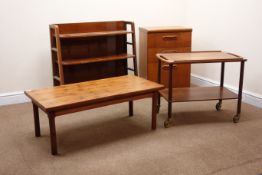 Mid century teak chest, three drawers, plinth base (W51cm, H75cm,
