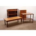 Mid century teak chest, three drawers, plinth base (W51cm, H75cm,