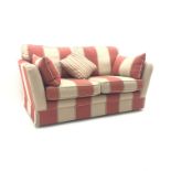 Alstons two seat sofa, upholstered in deep terracotta stripe fabric,