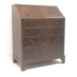 Burton Reproductions Georgian style mahogany bureau, fall front enclosing fitted interior,