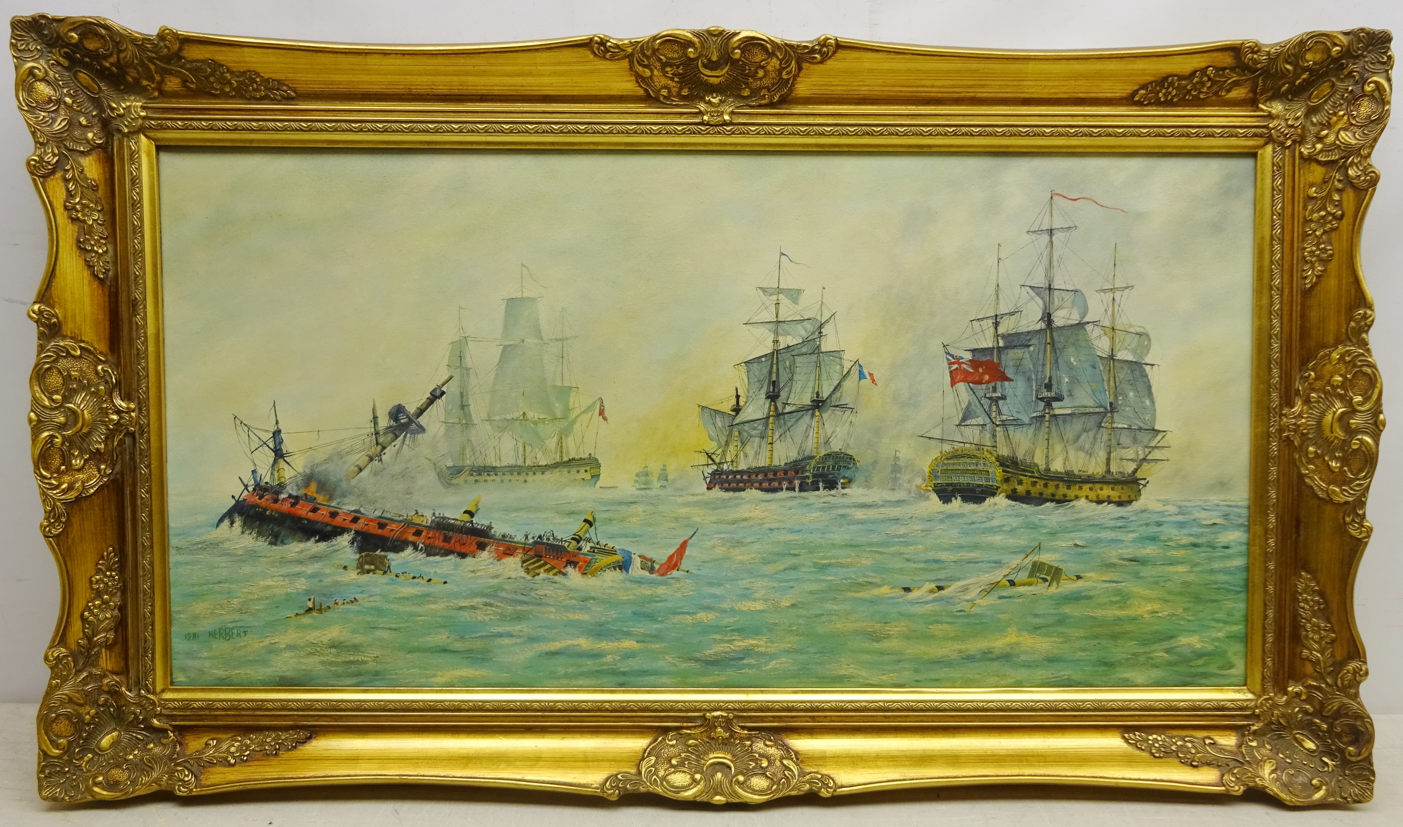 Malcolm Herbert (British 20th century): Battle in the Med circa 1793', - Image 2 of 2