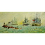 Malcolm Herbert (British 20th century): Battle in the Med circa 1793',