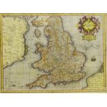 Gerard Mercator (Flemish 1512-1594): 'Anglia regum', 16th century map with hand colouring, pub.
