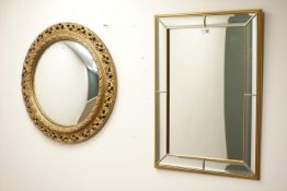 Oval convex wall mirror in classical gilt frame (D62cm) and another mirror (2) Condition