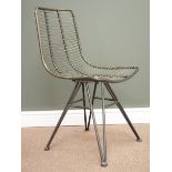 Retro industrial Eames style metal chair, out splayed supports,