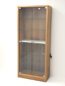 Walnut display cabinet, two glazed doors, W76cm, H178cm,