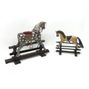 Dappled grey rocking horse with bridles,