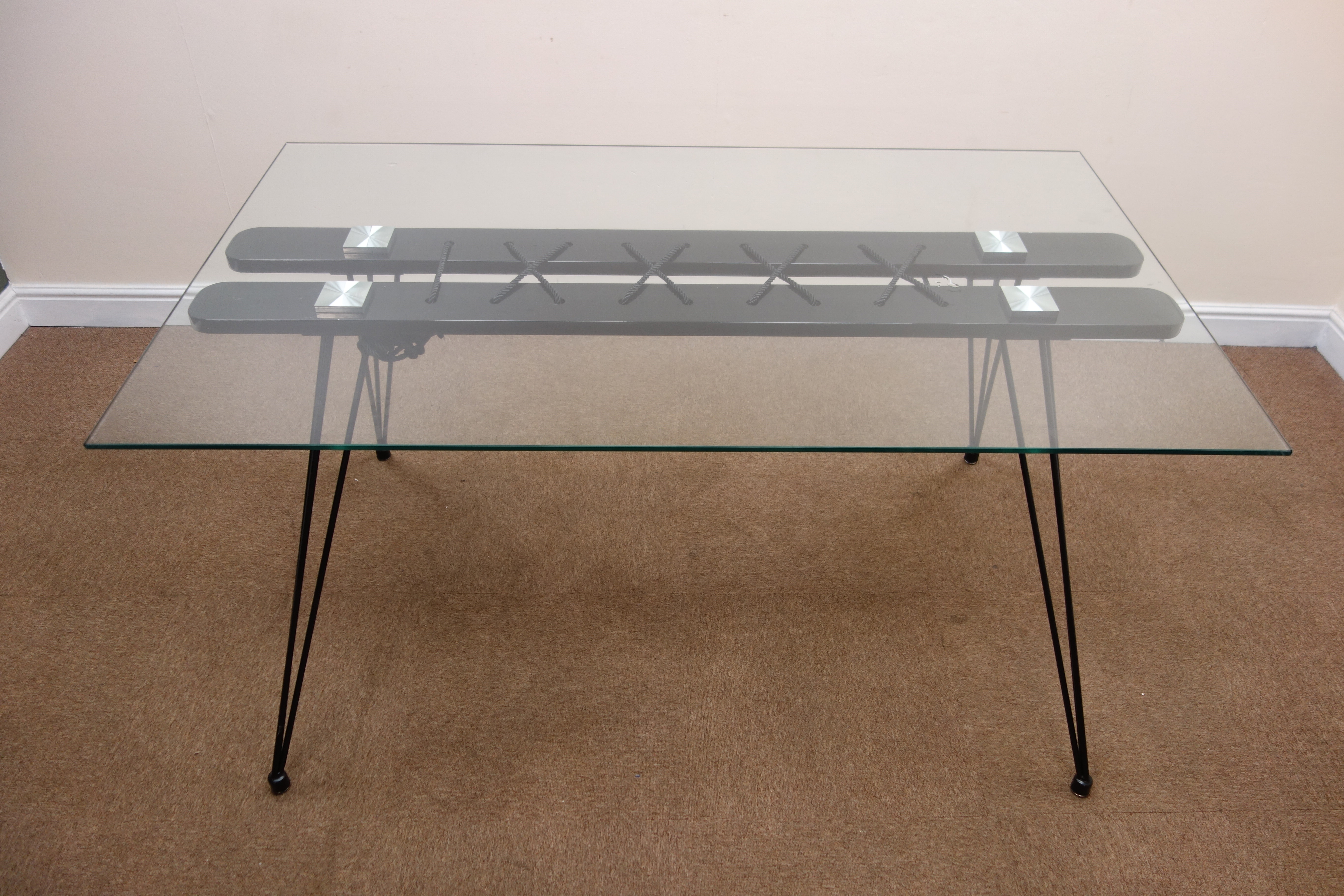 Rectangular glass top dining table, - Image 2 of 3