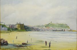 Robert Sheader (British 20th century): Scarborough South Bay, oil on board signed 49.5cm x 74.