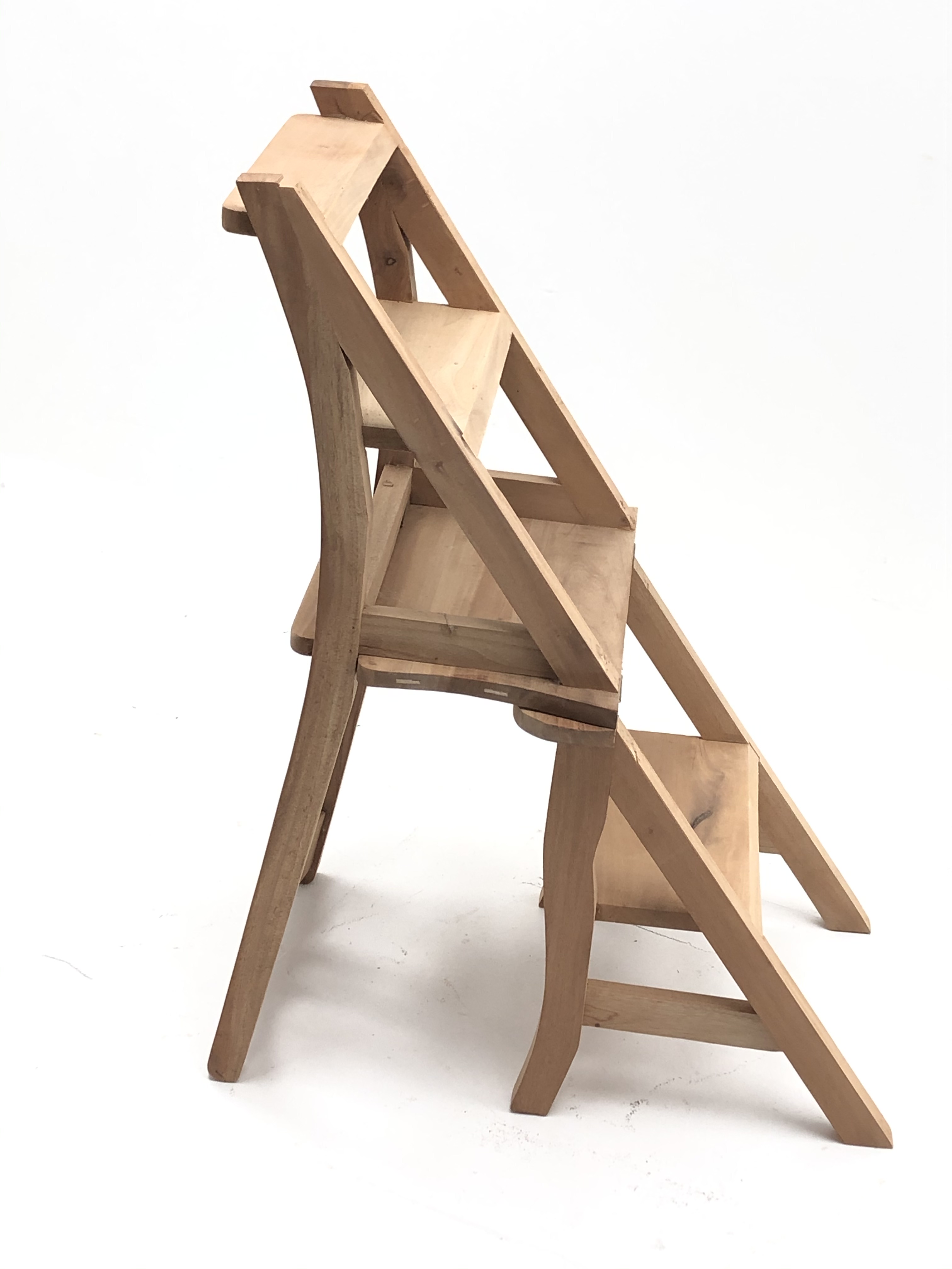 Teak metamorphic library steps/chair, unfinished, H89cm, W44cm, - Image 2 of 2