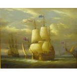 Masted Vessels at Dusk, 20th century oil on panel signed verso Januska 39.