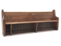 Victorian pine pew, shaped solid end supports (W235cm) provenance St Georges Church,