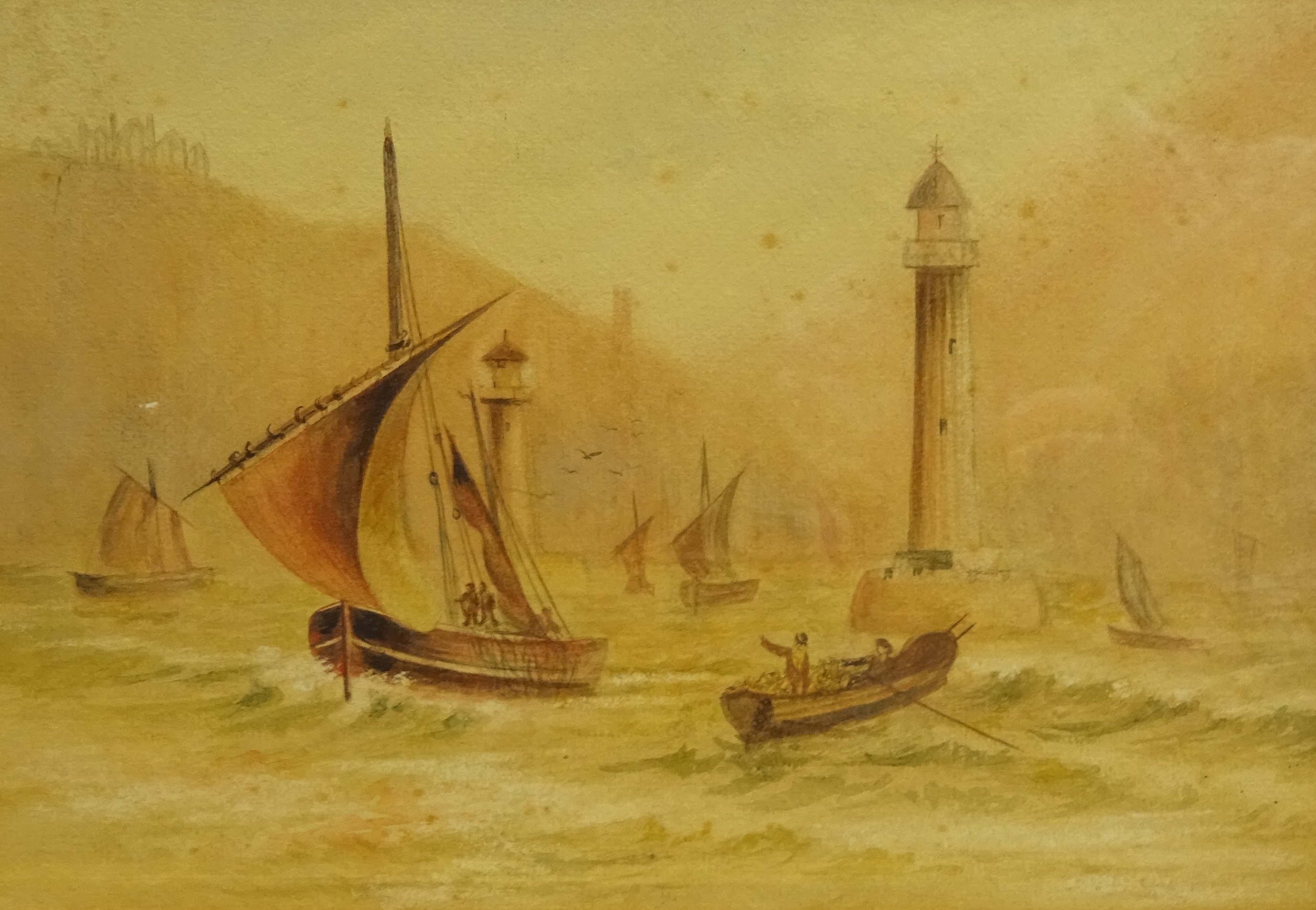 Fishing Boats off Whitby, pair 19th century watercolours unsigned 18. - Image 3 of 3