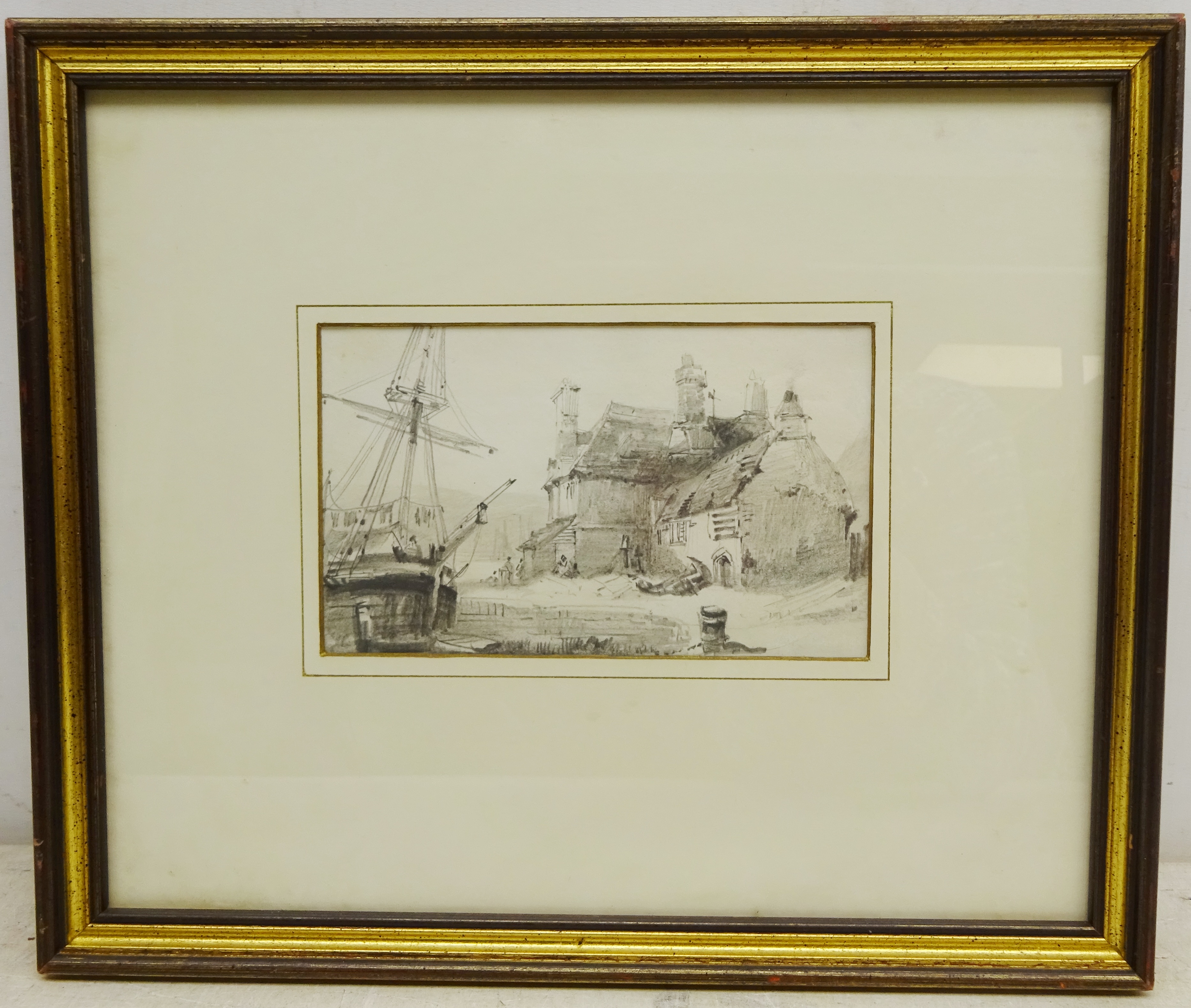 Henry Barlow Carter (British 1804-1868): Fishing Village, pencil sketch unsigned 10.5cm x 17. - Image 2 of 2