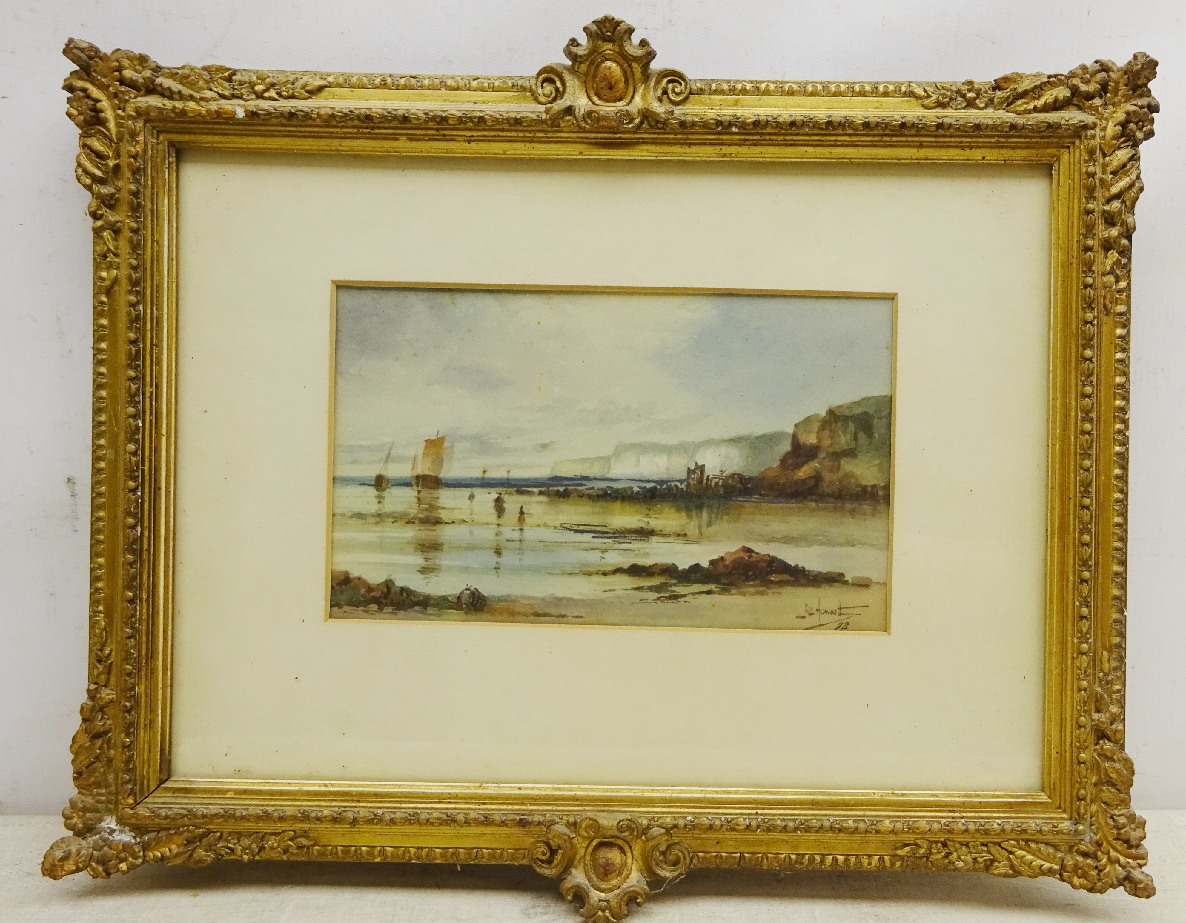 A E Howarth (British 1872-1936): Coastal Scene, watercolour signed and dated '98, 13.5cm x 22. - Image 2 of 2