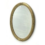 Early 20th century oval bevel edge gilt framed mirror, W57cm,