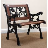 Cast iron and wood slatted garden seat, W65cm Condition Report <a href='//www.