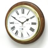 Railway style circular wall clock, dial marked N.E.Rly B.A.Watson Thornaby No.