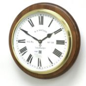 Railway style circular wall clock, dial marked N.E.Rly B.A.Watson Thornaby No.