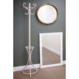 Cream finish hat and coat stand (H184cm), a classical white framed bevel edge wall mirror (W74cm,