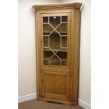 19th century pine corner cabinet, projecting cornice,