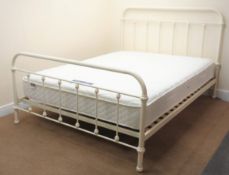 Victorian style cream metal 5' Kingsize bedstead with Silent Night mattress, W160cm, H120cm,