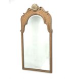 Queen Anne style walnut framed bevel edge wall mirror with shell pediment, W46cm,