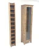 Pine display cabinet, single door enclosing four shelves, stile supports (W52cm, H191cm,