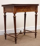 Regency style inlaid mahogany and gilt games table,