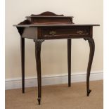 Edwardian mahogany desk, raised back with pen well.