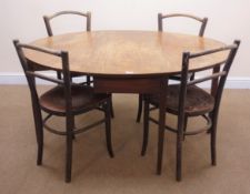 19th century drop leaf dining table, square tapering supports (W106cm, H70cm,