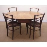 19th century drop leaf dining table, square tapering supports (W106cm, H70cm,