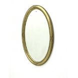 Early 20th century oval bevel edge gilt framed mirror, W57cm,