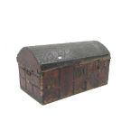 19th century travelling trunk, hinged studded lid, lined interior, W106cm, H57cm,