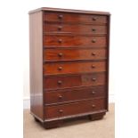 Victorian mahogany haberdashery chest, eight drawers, W64cm, H93cm,