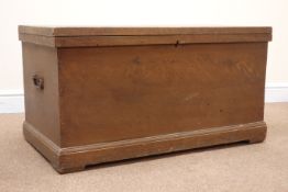 Victorian scumbled pine blanket box, hinged lid enclosing interior candle box, W94cm, H50cm,