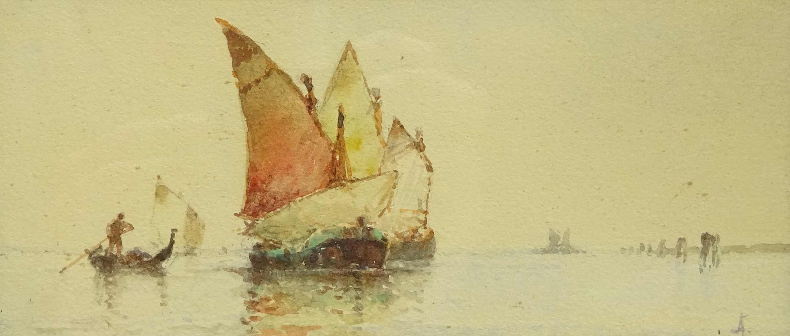 Frederick James Aldridge (British 1850-1933): Fishing Boats at Sea, three watercolours, two signed, - Image 3 of 4