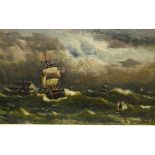 Duncan Fraser Mclea (British 1841-1916): 'Danish Brigg Entering the Tyne on a Stormy Dawn',